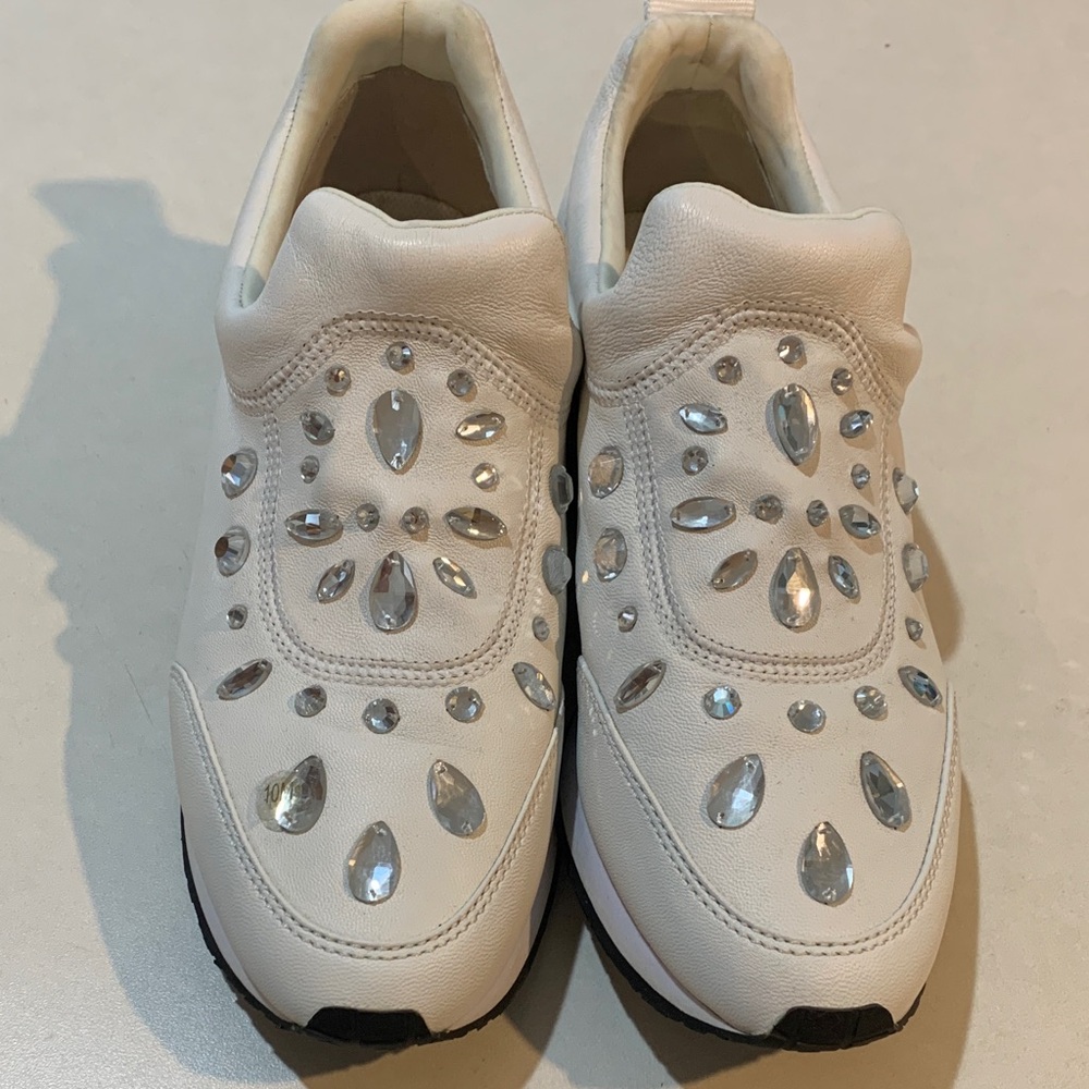 Tory Burch Women's White Embellished Slip-On Sneakers